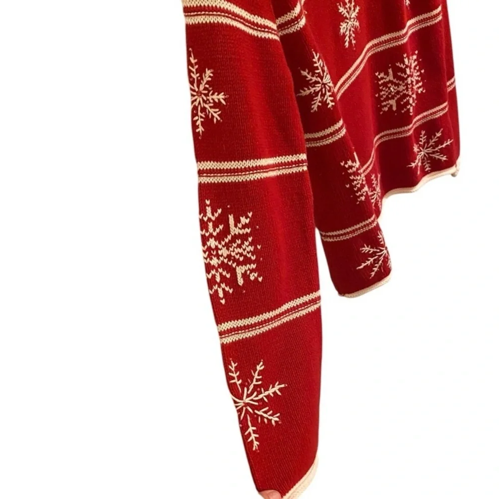 vintage 90s lizclaiborne red Christmas sweater snowflakes beading clearance sale